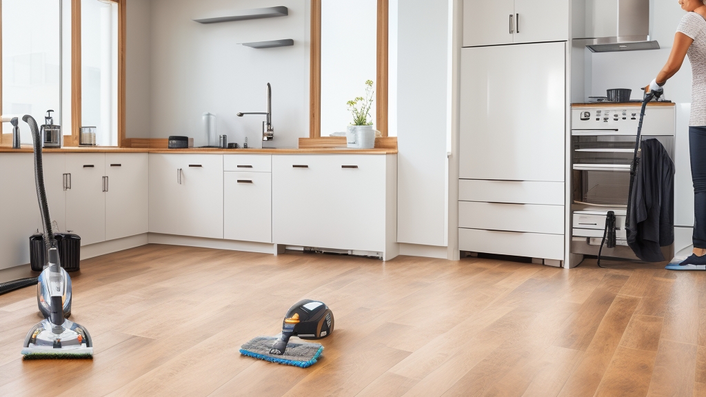 Professzionális gőztisztítás bemutatása modern otthonban különböző felületeken megfelelő technikával